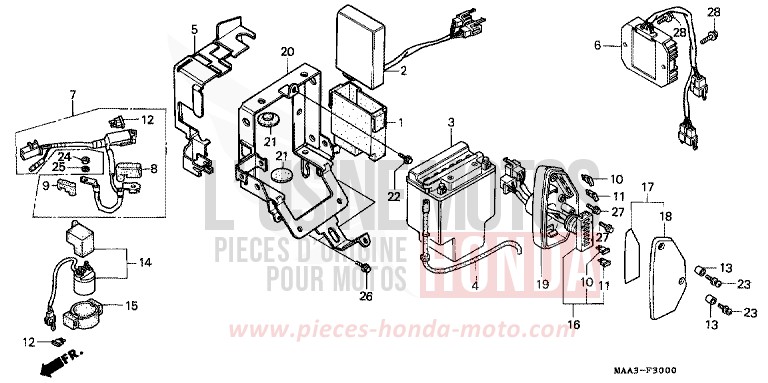 BATTERY (VT1100CS/CT) for Shadow CANDY SPECTRA RED (R176BA) from 1995