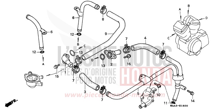 WATER PIPE (VT1100CS/CT) for Shadow PEARL ATLANTIS BLUE (B142AA) from 1995
