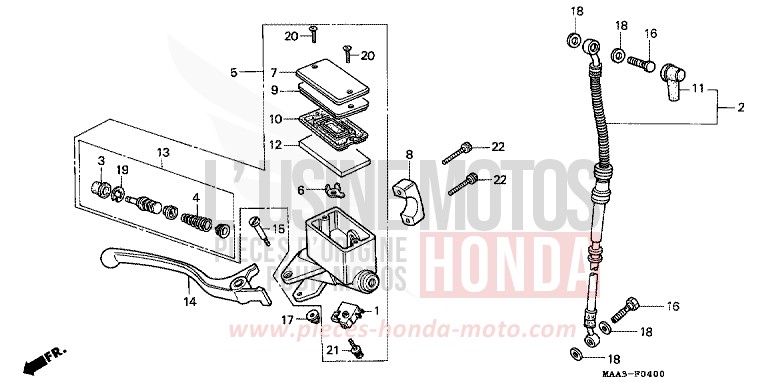 FR. BRAKE MASTER CYLINDER (VT1100CS/CT) for Shadow PEARL ATLANTIS BLUE (B142AA) from 1995