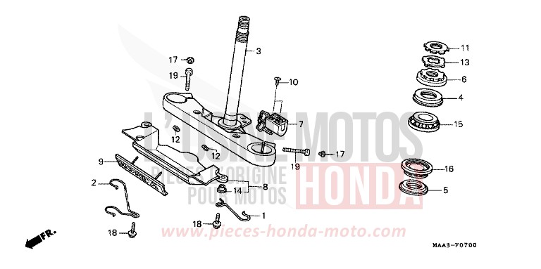 STEERING STEM (VT1100C) for Shadow PEARL ATLANTIS BLUE (B142AA) from 1995