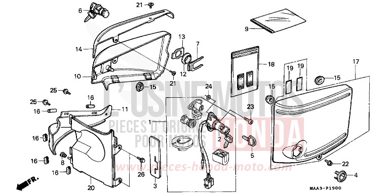 SIDE COVER/KEY SET (VT1100C) for Shadow PEARL ATLANTIS BLUE (B142AA) from 1995