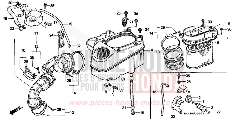 AIR CLEANER (VT1100C) for Shadow PEARL ATLANTIS BLUE (B142AA) from 1995
