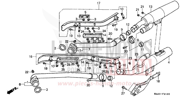 EXHAUST MUFFLER (VT1100CS/CT) for Shadow PEARL ATLANTIS BLUE (B142AA) from 1995