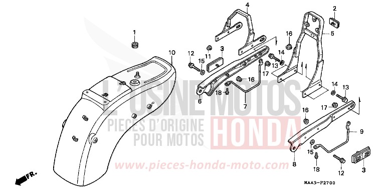 REAR FENDER (VT1100C) for Shadow PEARL ATLANTIS BLUE (B142AA) from 1995