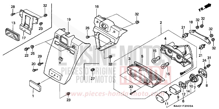 TAILLIGHT (VT1100C) for Shadow PEARL ATLANTIS BLUE (B142AA) from 1995