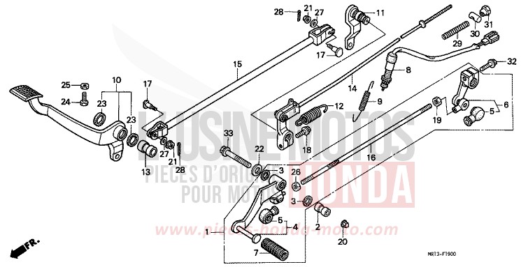 BRAKE PEDAL/CHANGE PEDAL for Shadow CANDY WINE BERRY RED-U (R114) from 1988