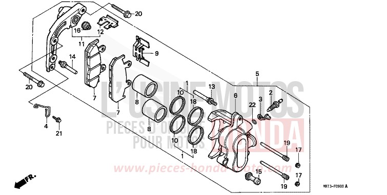 FRONT BRAKE CALIPER for Shadow CANDY WAVE BLUE (PB161) from 1989
