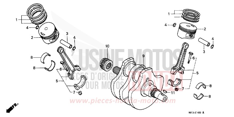 CRANKSHAFT/PISTON for Shadow CANDY WINE BERRY RED-U (R114) from 1989
