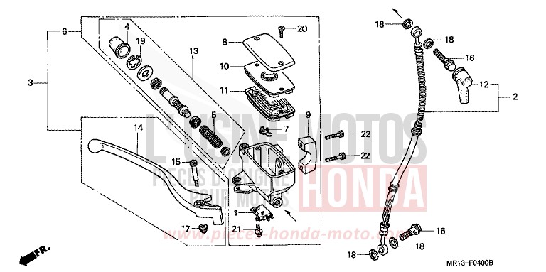 FR. BRAKE MASTER CYLINDER for Shadow CANDY WINE BERRY RED-U (R114) from 1989