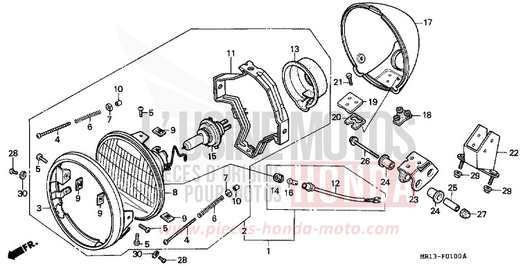HEADLIGHT for Shadow CANDY WAVE BLUE (PB161) from 1990