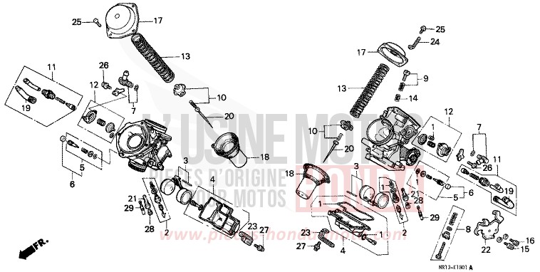 CARBURETOR (COMPONENT PARTS) for Shadow CANDY GLORY RED-U (R101) from 1992