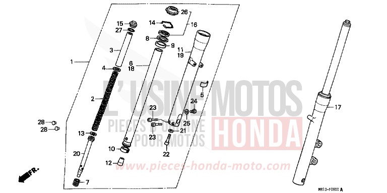 FRONT FORK for Shadow CANDY WAVE BLUE (PB161) from 1992