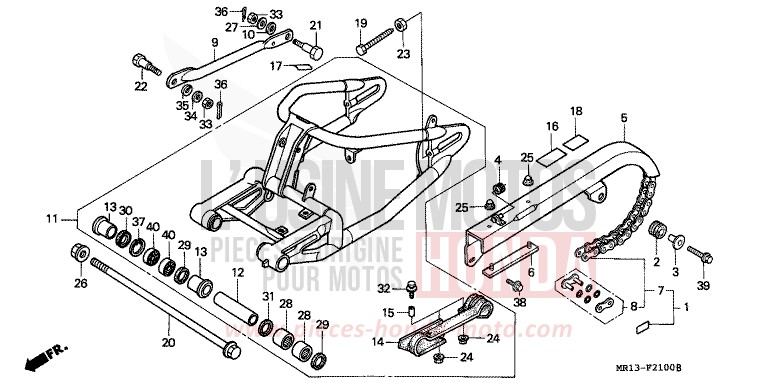 SWINGARM for Shadow CANDY GLORY RED-U (R101) from 1993