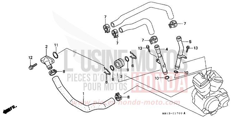 WATER PIPE for Shadow CANDY GLORY RED-U (R101K) from 1993