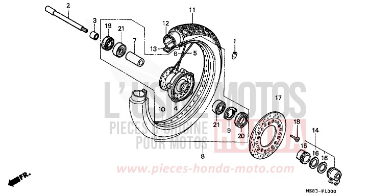 FRONT WHEEL for Shadow ACCURATE SILVER METALLIC (NH146B) from 1994