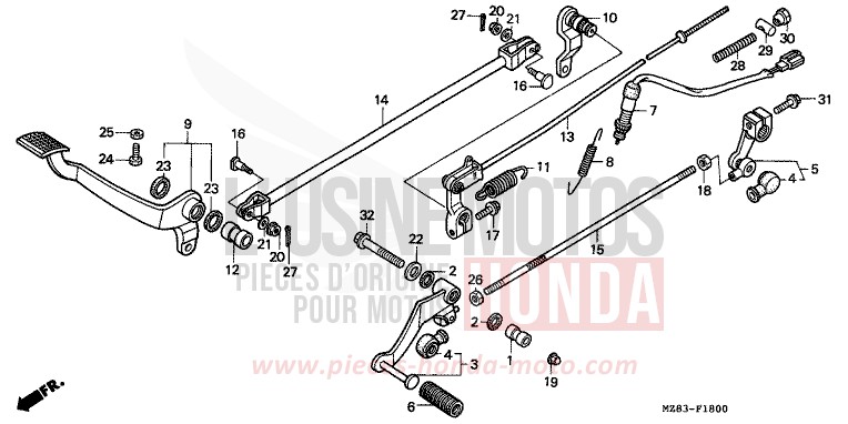 PEDAL for Shadow ACCURATE SILVER METALLIC (NH146B) from 1994