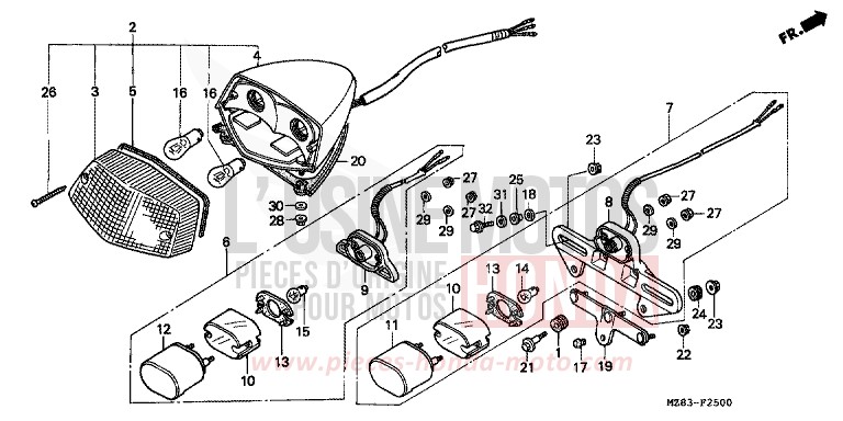 TAILLIGHT (VT600C/CD) for Shadow ACCURATE SILVER METALLIC (NH146B) from 1994