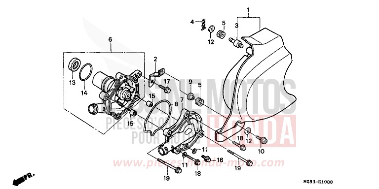 WATER PUMP for Shadow BLACK (NH1K) from 1994