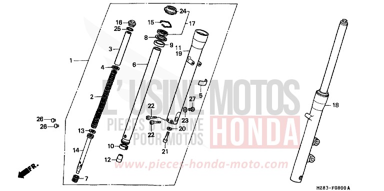 FRONT FORK for Shadow BLACK (NH1K) from 1994