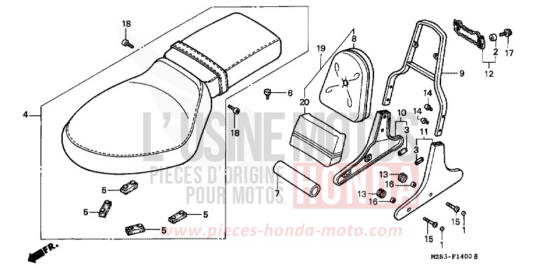 SEAT for Shadow PEARL CORAL REEF BLUE (B140A) from 1994