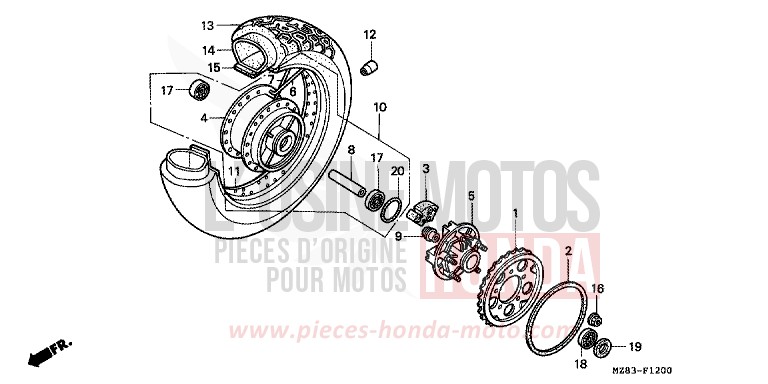 REAR WHEEL for Shadow BLACK (NH1K) from 1995