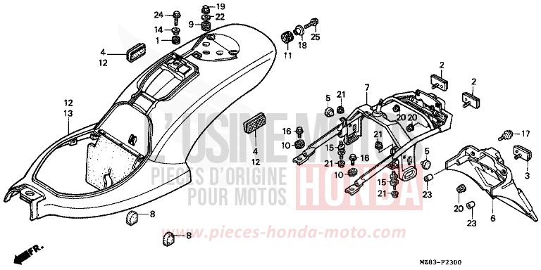 REAR FENDER for Shadow BLACK (NH1K) from 1995