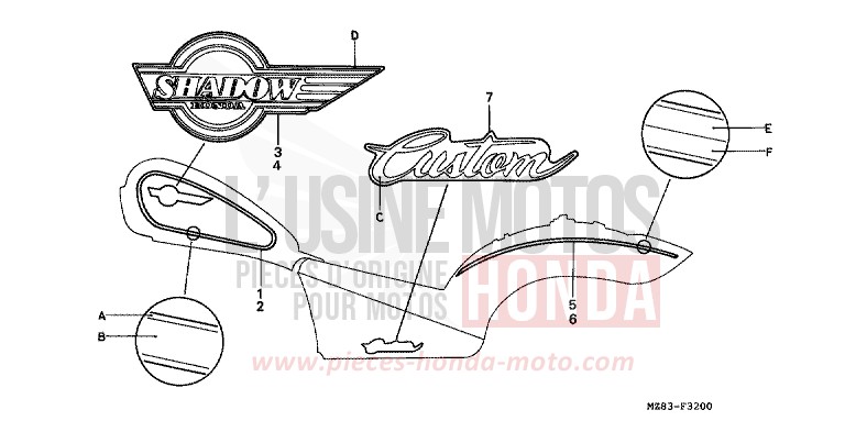 MARK (1) for Shadow BLACK (NH1K) from 1995