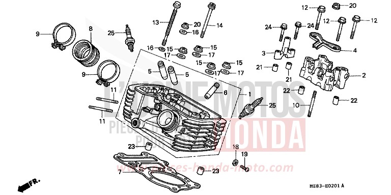 CYLINDER HEAD (REAR) for Shadow CANDY GLORY RED-U (R101B) from 1995