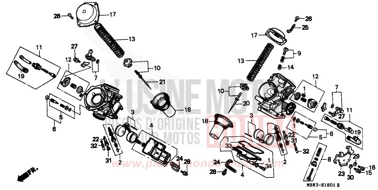 CARBURETOR (COMPONENT PARTS) for Shadow CANDY GLORY RED-U (R101B) from 1995