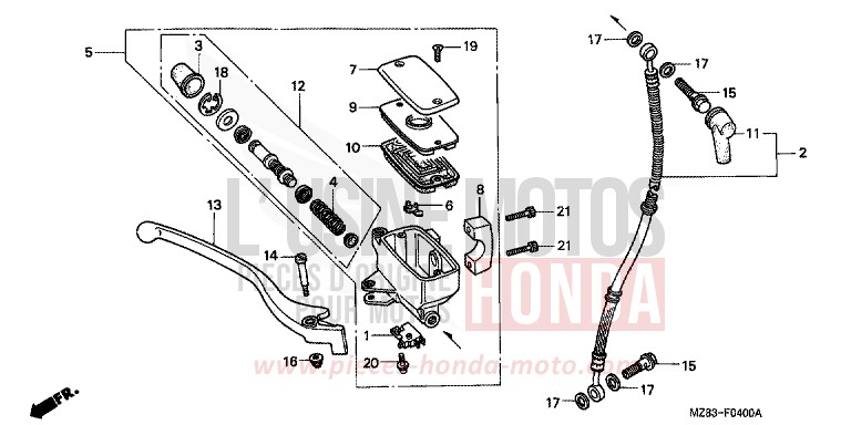 FR. BRAKE MASTER CYLINDER for Shadow CANDY GLORY RED-U (R101B) from 1995
