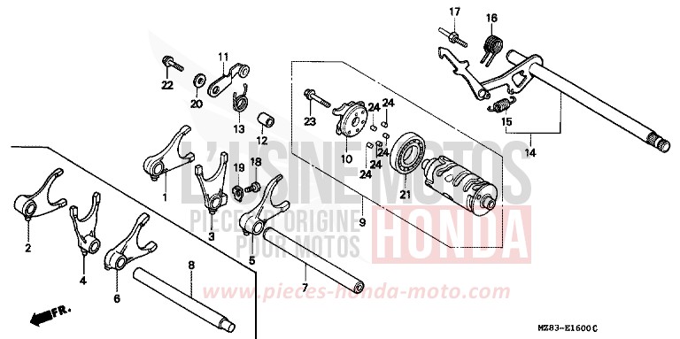 GEARSHIFT DRUM for Shadow BLACK (NH1O) from 1996