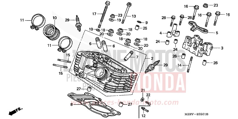 CYLINDER HEAD (REAR) for Shadow BLACK (NH1K) from 1997