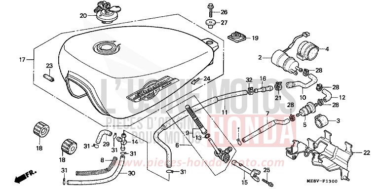 FUEL TANK (1) for Shadow BLACK (NH1K) from 1997