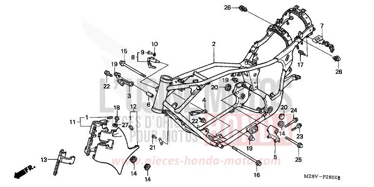 FRAME BODY for Shadow BLACK (NH1H) from 1997