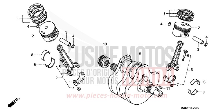 CRANKSHAFT/PISTON for Shadow PEARL SHINING YELLOW (Y124B) from 1997