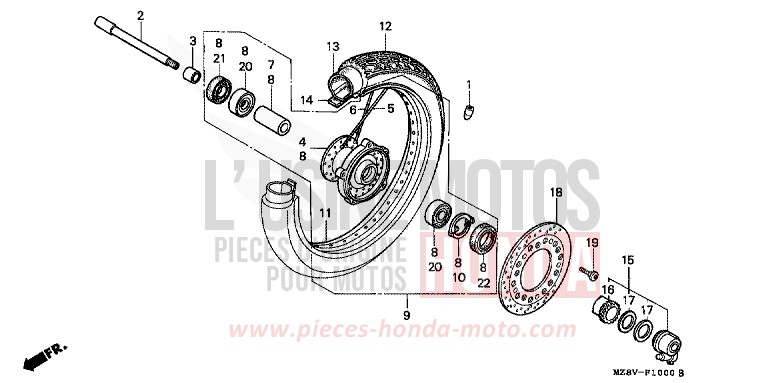 FRONT WHEEL for Shadow PEARL SHINING YELLOW (Y124B) from 1997