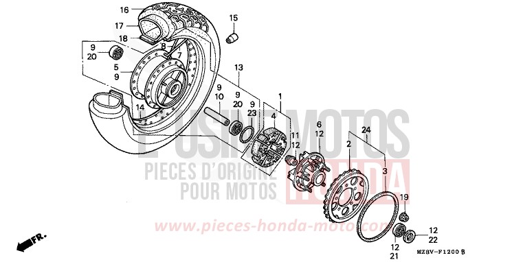 REAR WHEEL for Shadow PEARL SHINING YELLOW (Y124B) from 1997