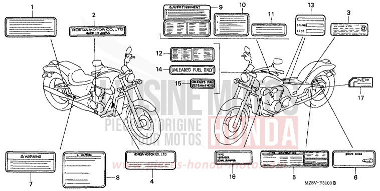 CAUTION LABEL for Shadow BLACK (NH1) from 1998
