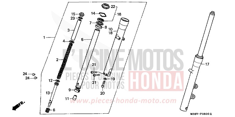 FRONT FORK for Shadow BLACK (NH1) from 1999