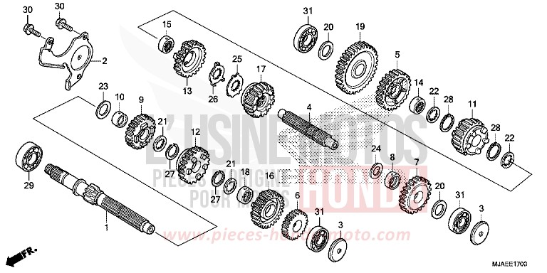 TRANSMISSION (VT750CS/C2B/C2S/C) for Shadow TITANIUM BLADE METALLIC (YR316) from 2014