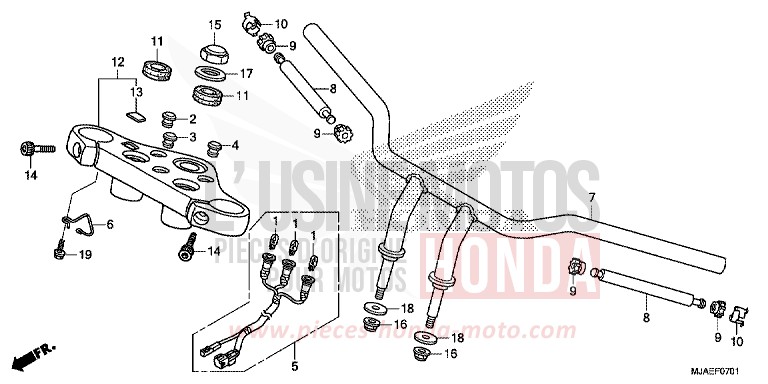 HANDLE PIPE (VT750C2B) for Shadow TITANIUM BLADE METALLIC (YR316) from 2014
