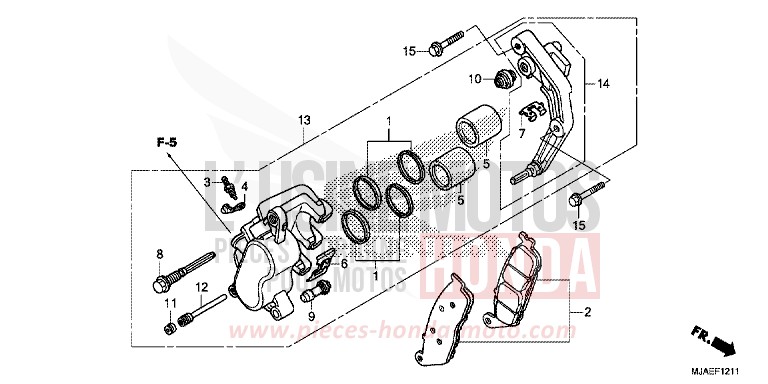 FRONT BRAKE CALIPER (VT750C2B/C) for Shadow TITANIUM BLADE METALLIC (YR316) from 2014