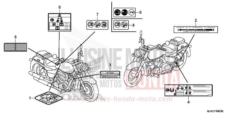 CAUTION LABEL (VT750CS/C2B/C2S/C) for Shadow TITANIUM BLADE METALLIC (YR316) from 2014