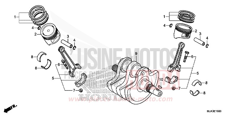 CRANKSHAFT for Shadow GLINT WAVE BLUE METALLIC (B197) from 2013