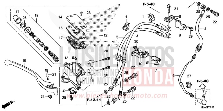 FRONT BRAKE MASTER CYLINDER (VT750C2S) for Shadow GLINT WAVE BLUE METALLIC (B197) from 2013