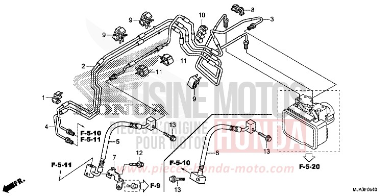 FRONT BRAKE PIPE for Shadow GLINT WAVE BLUE METALLIC (B197) from 2013