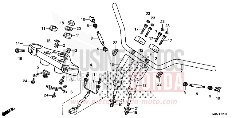 HANDLE PIPE (VT750C2S) for Shadow GLINT WAVE BLUE METALLIC (B197) from 2013
