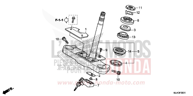 STEERING STEM (VT750C2S/S) for Shadow GLINT WAVE BLUE METALLIC (B197) from 2013