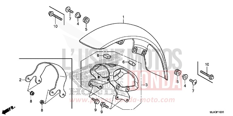 FRONT FENDER (VT750C2S/S) for Shadow GLINT WAVE BLUE METALLIC (B197) from 2013
