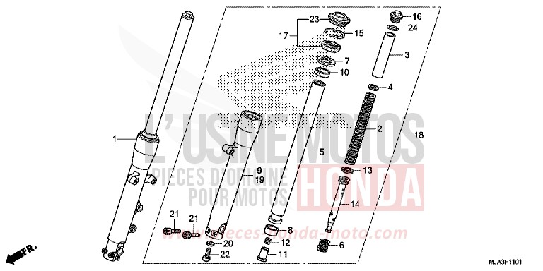 FRONT FORK (VT750C2S) for Shadow GLINT WAVE BLUE METALLIC (B197) from 2013